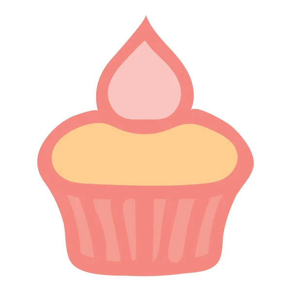 Sticker Gâteau Avec Rose Crème Isolé Sur Fond Blanc Illustration — Image vectorielle