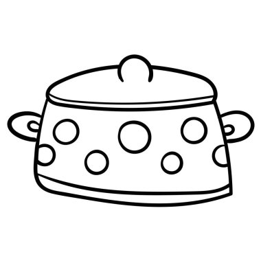 Beyaz arka planda izole edilmiş benekli çizgi film karalama doğrusal tavası. Vektör illüstrasyonu. 