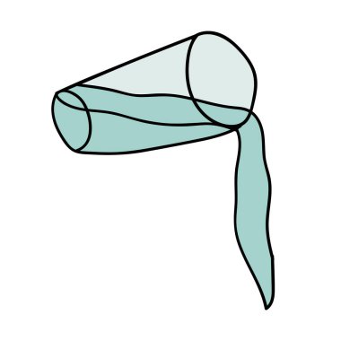 Çizgi film karalaması beyaz arka planda izole edilmiş doğrusal su bardağı. Vektör illüstrasyonu.   