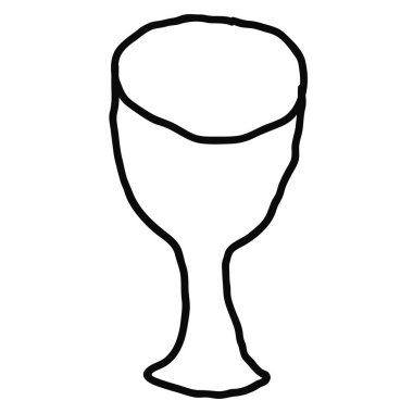 Çizgi film çizimleri, beyaz arka planda izole edilmiş doğrusal şarap kadehleri. Vektör illüstrasyonu.  