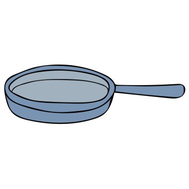 Çizgi film karalama doğrusal tavası beyaz arkaplanda izole edildi. Vektör illüstrasyonu. 