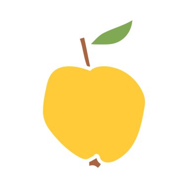 Beyaz arka planda izole edilmiş sarı elma çizgi filmi. Vektör illüstrasyonu.