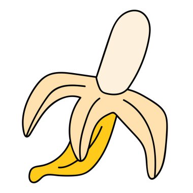 Beyaz arka planda karikatür muzu izole edilmiş. Vektör illüstrasyonu. 