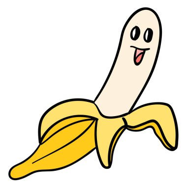 Beyaz arka planda karikatür muzu izole edilmiş. Vektör illüstrasyonu. 