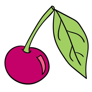 Beyaz arka planda izole edilmiş karikatür kirazı. Vektör illüstrasyonu.