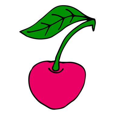 Beyaz arka planda izole edilmiş karikatür kirazı. Vektör illüstrasyonu. 