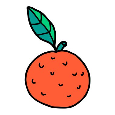 Çizgi film çizimleri, beyaz arka planda yaprak izole edilmiş doğrusal turuncu. Vektör illüstrasyonu.