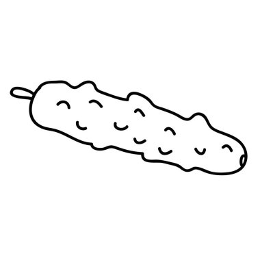 Çizgi film çizimi doğrusal salatalık beyaz arka planda izole edildi. Vektör illüstrasyonu. 