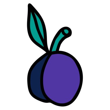 Çizgi film karalaması doğrusal erik beyaz arka planda izole edilmiş. Vektör illüstrasyonu. 