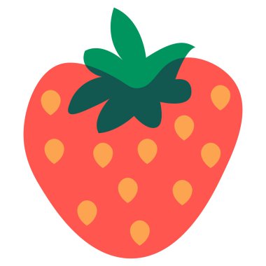 Beyaz arka planda karikatür çileği izole edilmiş. Vektör illüstrasyonu.