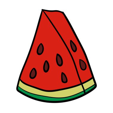 Karikatür karpuz doğrusal dilimi beyaz arka planda izole edilmiş. Vektör illüstrasyonu.