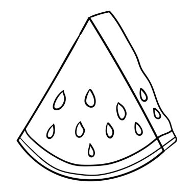 Karikatür karpuz doğrusal dilimi beyaz arka planda izole edilmiş. Vektör illüstrasyonu.