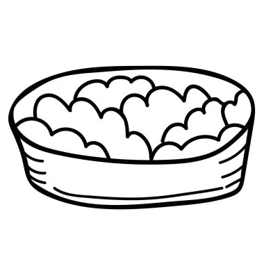 Beyaz arka planda yulaf lapası çizgi film karalaması. Vektör illüstrasyonu.  