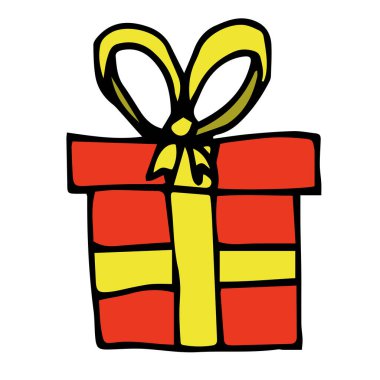 Çizgi film karalama doğrusal hediyesi beyaz arka planda izole edilmiş. Vektör illüstrasyonu. 