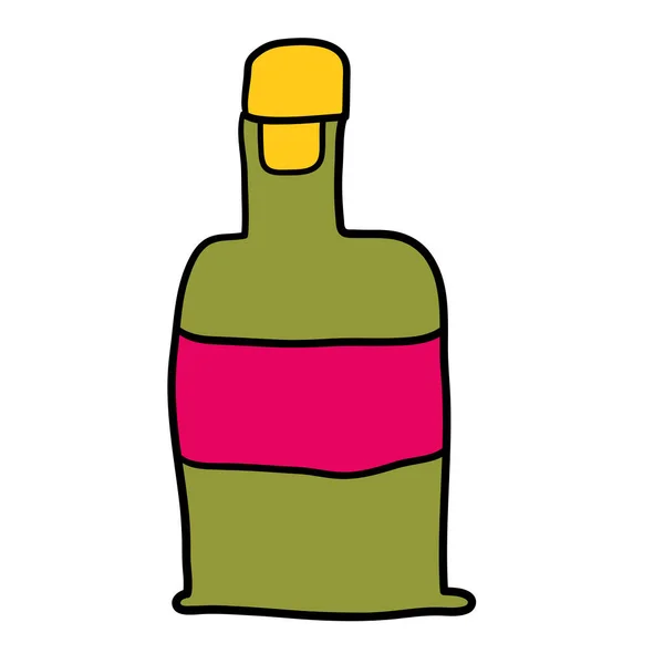 Cartoon Doodle Bottiglia Lineare Isolata Sfondo Bianco Illustrazione Vettoriale — Vettoriale Stock