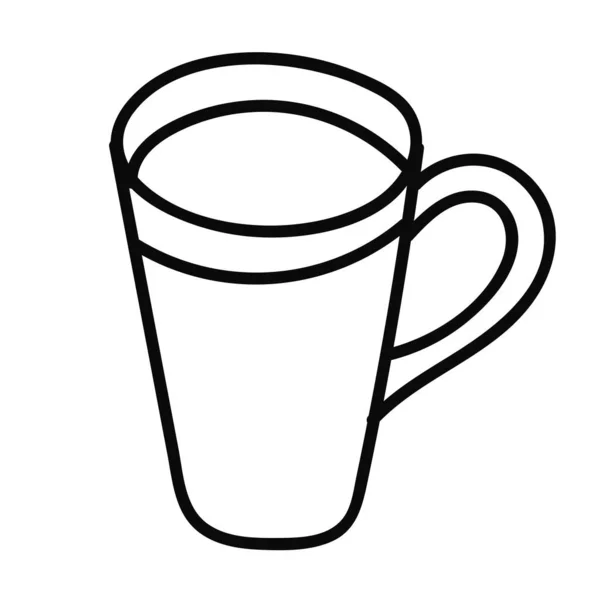 Çizgi Filmlerdeki Çizgisel Çay Fincanı Beyaz Arka Planda Izole Edilmiş — Stok Vektör