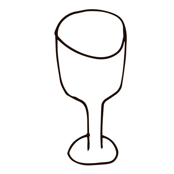Cartoon Doodle Lineare Bicchiere Vino Isolato Sfondo Bianco Illustrazione Vettoriale — Vettoriale Stock