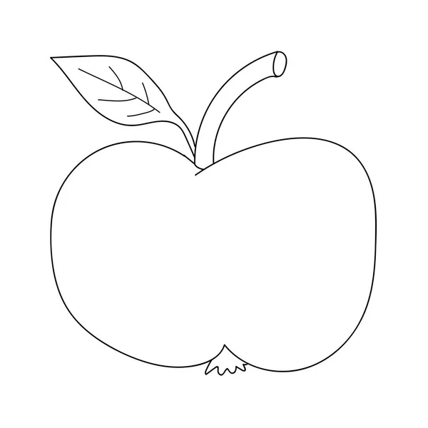 卡通线形涂鸦复古苹果与叶子隔离在白色背景 矢量说明 — 图库矢量图片