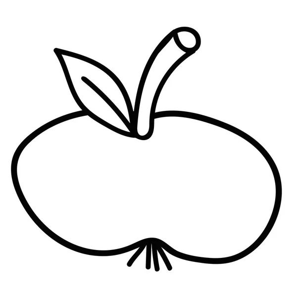 Cartoon Doodle Linear Apple Isolado Fundo Branco Ilustração Vetorial — Vetor de Stock