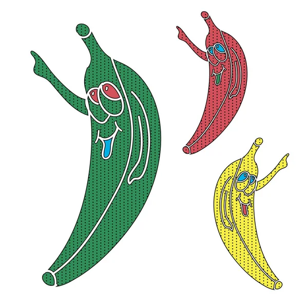 Dibujos Animados Alegre Loco Pop Art Plátano Puntero Fondo — Archivo Imágenes Vectoriales