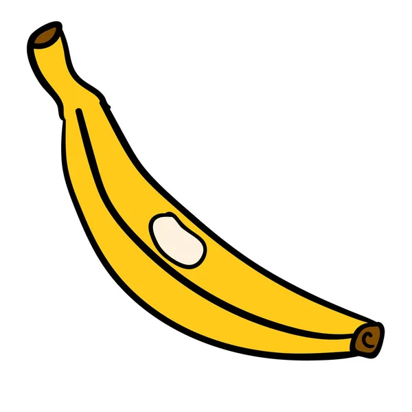 Banana Dos Desenhos Animados Isolada Fundo Branco Ilustração Vetorial — Vetor de Stock