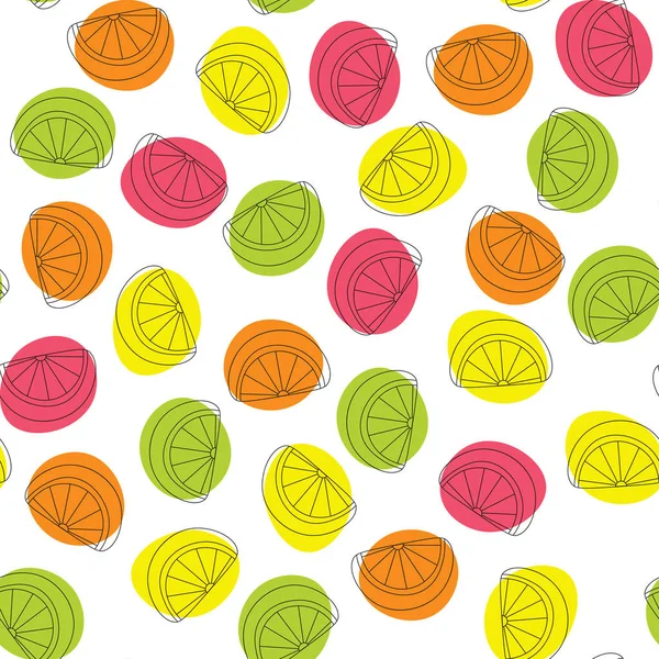 Seamless Pattern Citrus Slices Fruit Background — Stock Vector
