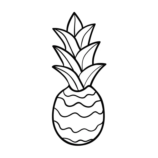 Ananas Izolovaný Bílém Pozadí Kreslený Ananas Vektorová Ilustrace — Stockový vektor