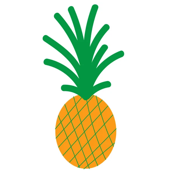 Piña Aislada Sobre Fondo Blanco Piña Dibujos Animados Ilustración Vectorial — Vector de stock