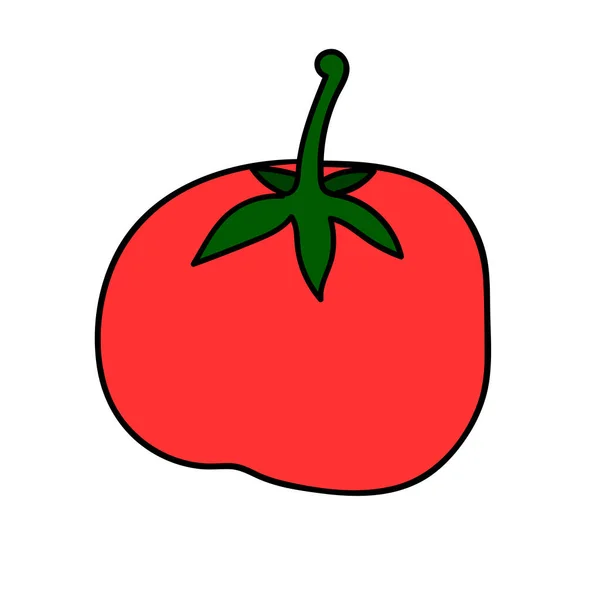 Dessin Animé Doodle Tomate Linéaire Isolé Sur Fond Blanc Illustration — Image vectorielle