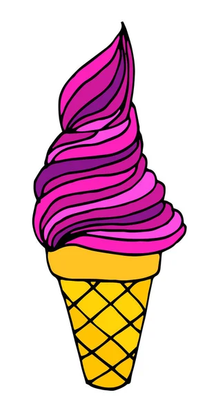 Красочные Мороженое Вафельной Чашке Черным Счетчиком Векторная Иллюстрация — стоковый вектор