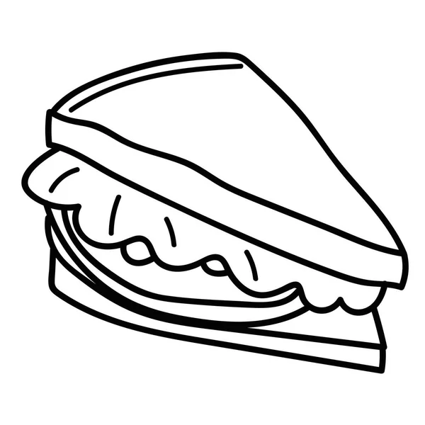 Мультфильм Каракули Линейный Сэндвич Изолирован Белом Фоне Векторная Иллюстрация — стоковый вектор