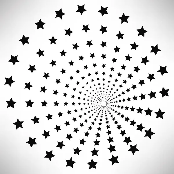 Yıldız yuvarlak elementler, yarım ton ışınları beyaz arka planda izole edilmiş. Siyah logo. Geometrik şekiller. Vektör illüstrasyonu.