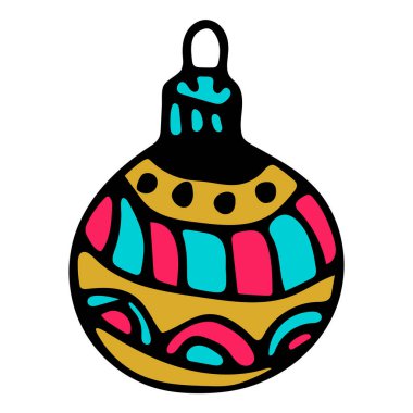 El yapımı Noel oyuncağı beyaz arka planda izole edilmiş. Vektör illüstrasyonu.