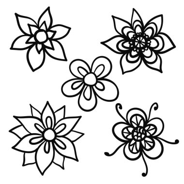 Karalama el çizimi beyaz arkaplanda izole edilmiş vektör çiçeği. 