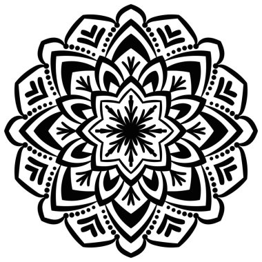 Ana hatlarıyla Mandala. Süslü, yuvarlak karalama çiçeği beyaz arka planda izole edilmiş. Geometrik daire elementi. Vektör illüstrasyonu. Mandala 'nın taslağı. Süslü, yuvarlak karalama çiçeği beyaz arka planda izole edilmiş. Geometrik daire elementi. Vektör illüstrasyonu.