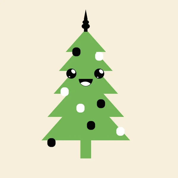 Arbre Noël Avec Décoration Isolée Sur Fond Illustration Vectorielle — Image vectorielle