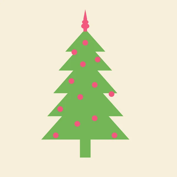 Árvore Natal Com Decoração Isolada Fundo Ilustração Vetorial — Vetor de Stock