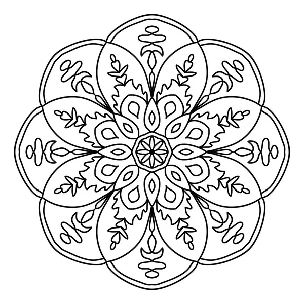 概要曼荼羅 白い背景に孤立した観賞用の丸いドアの花 幾何学的円要素 ベクターイラスト — ストックベクタ