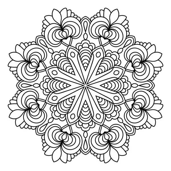 Esboço Mandala Ornamental Redonda Doodle Flor Isolada Sobre Fundo Branco — Vetor de Stock