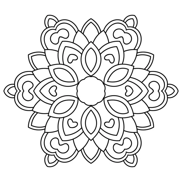 Schets Mandala Decoratieve Ronde Doodle Bloem Geïsoleerd Witte Achtergrond Geometrische — Stockvector