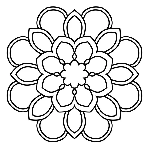 Esquema Mandala Flor Garabato Redonda Ornamental Aislada Sobre Fondo Blanco — Archivo Imágenes Vectoriales