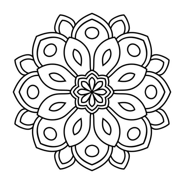 Esquema Mandala Flor Garabato Redonda Ornamental Aislada Sobre Fondo Blanco — Archivo Imágenes Vectoriales