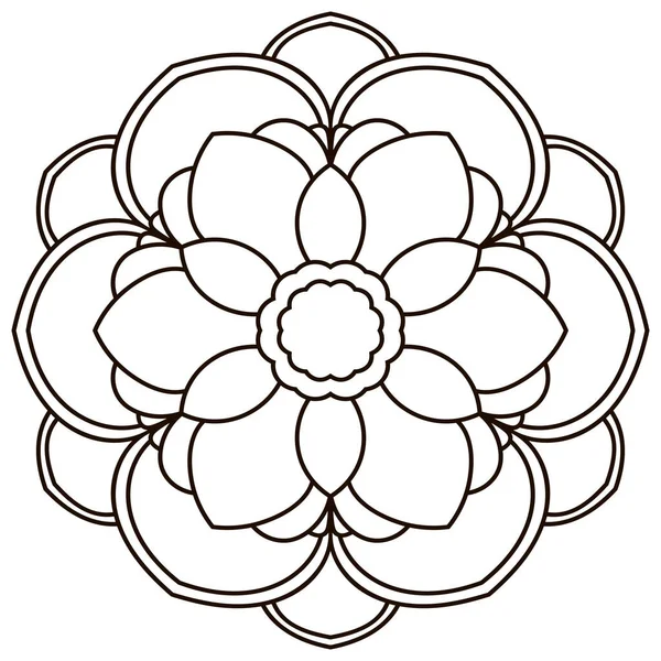 Ozdobny Okrągły Kwiat Doodle Izolowane Białym Tle Czarny Zarys Mandali — Wektor stockowy