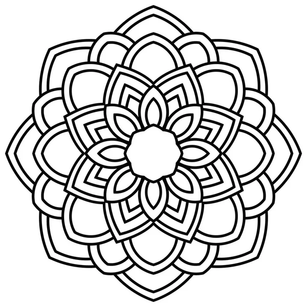 Flor Garabato Redonda Ornamental Aislada Sobre Fondo Blanco Mandala Contorno — Archivo Imágenes Vectoriales