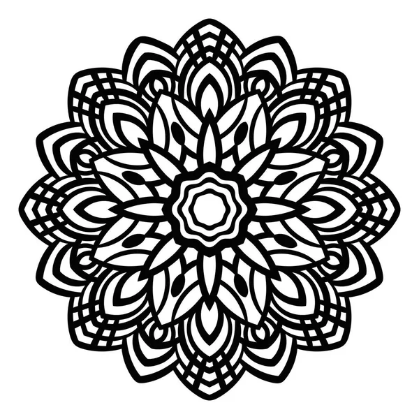 Zwarte Omtrek Bloem Mandala Decoratieve Hand Getrokken Bloemenelement Vintage Decoratieve — Stockvector