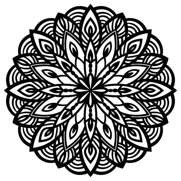 Mandala Flor Contorno Preto Elemento Decorativo Vintage Ornamental Redonda Doodle — Vetor de Stock