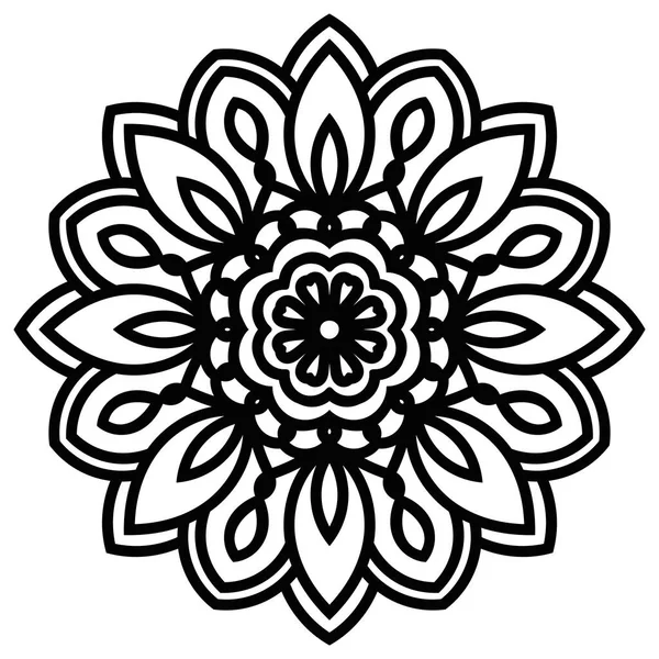 Lace Mandala Zentangle Stijl Bovenaanzicht Van Zwarte Fantasie Bloem Grote — Stockvector