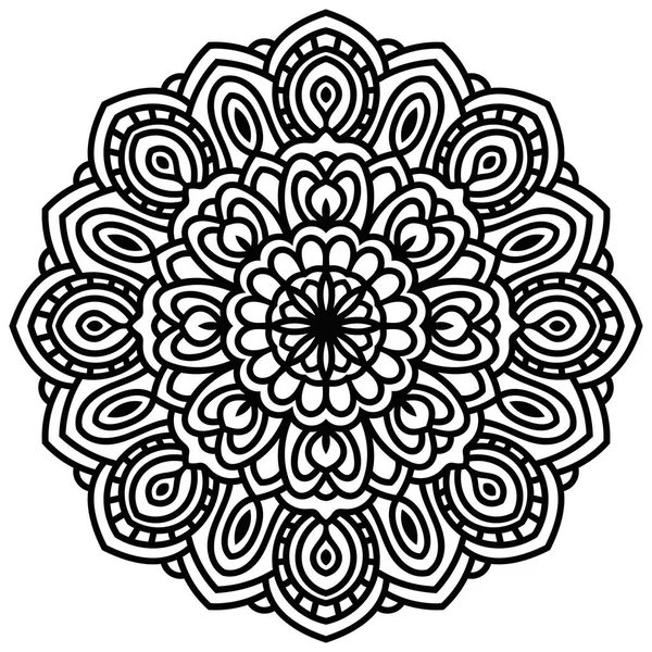 Met Hand Getekend Fantasie Lineair Bloemenhoofd Bovenaanzicht Cirkelvormige Bloemen Ornament — Stockvector