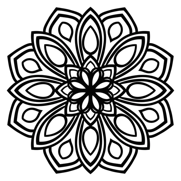 Zwarte Omtrek Bloem Mandala Vintage Decoratief Element Decoratieve Ronde Doodle — Stockvector