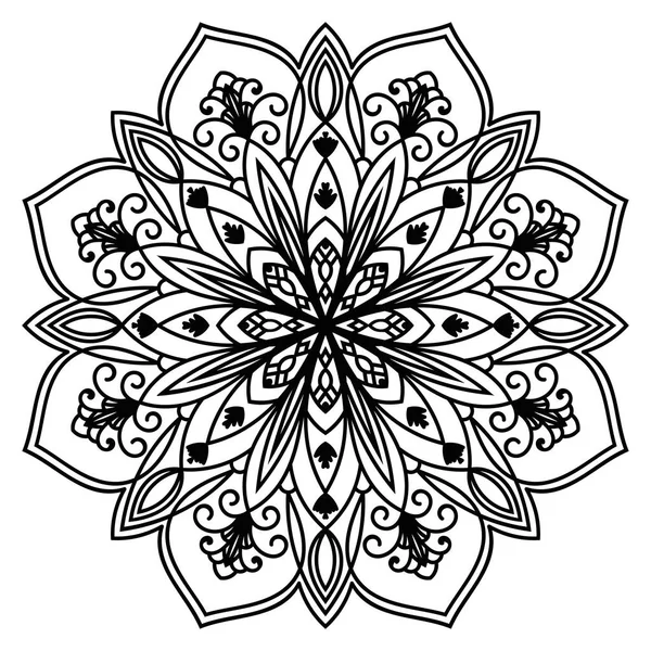 Schwarze Umrisse Blume Mandala Vintage Dekoratives Element Ornamentale Runde Doodle — Stockvektor